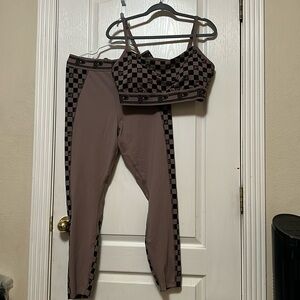 PINK vs checkered workout outfit